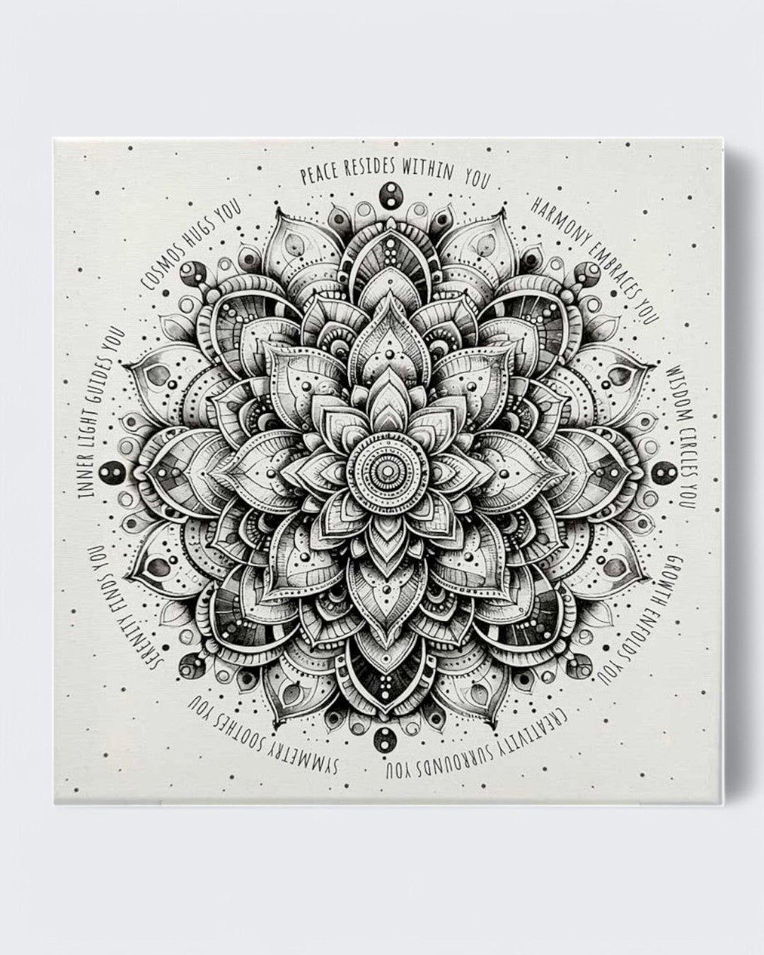 Monochrome Mandala Harmony Wall Canvas Print - Posters, Prints, & Visual Artwork