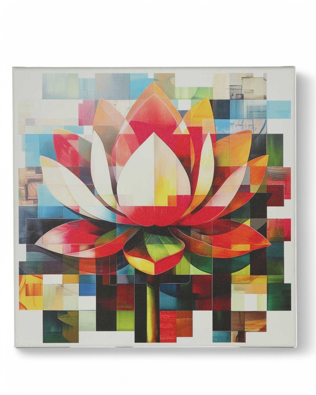 Mosaic Meaningful Lotus Flower Canvas Print Wall Art - Posters, Prints, & Visual Artwork