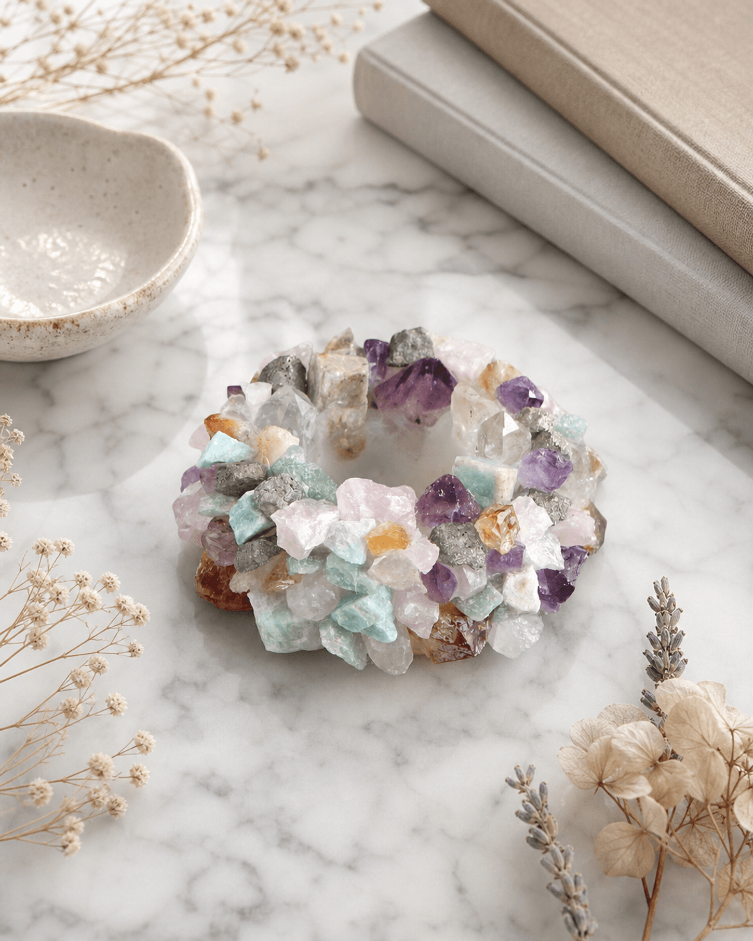 Multicolor Mixed Gemstone Candleholders - Candle Holders Small