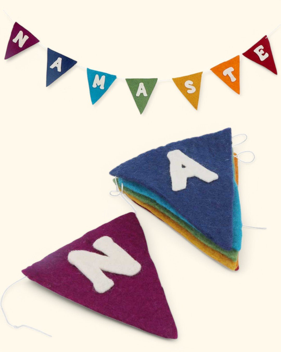 Namaste Felt Flag Banner in Chakra Colors - Wreaths & Garlands
