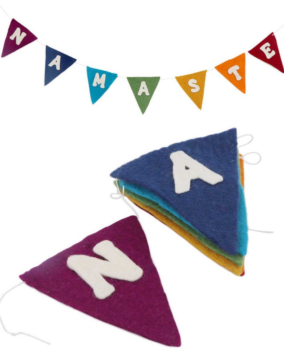 Namaste Felt Flag Banner in Chakra Colors - Wreaths & Garlands