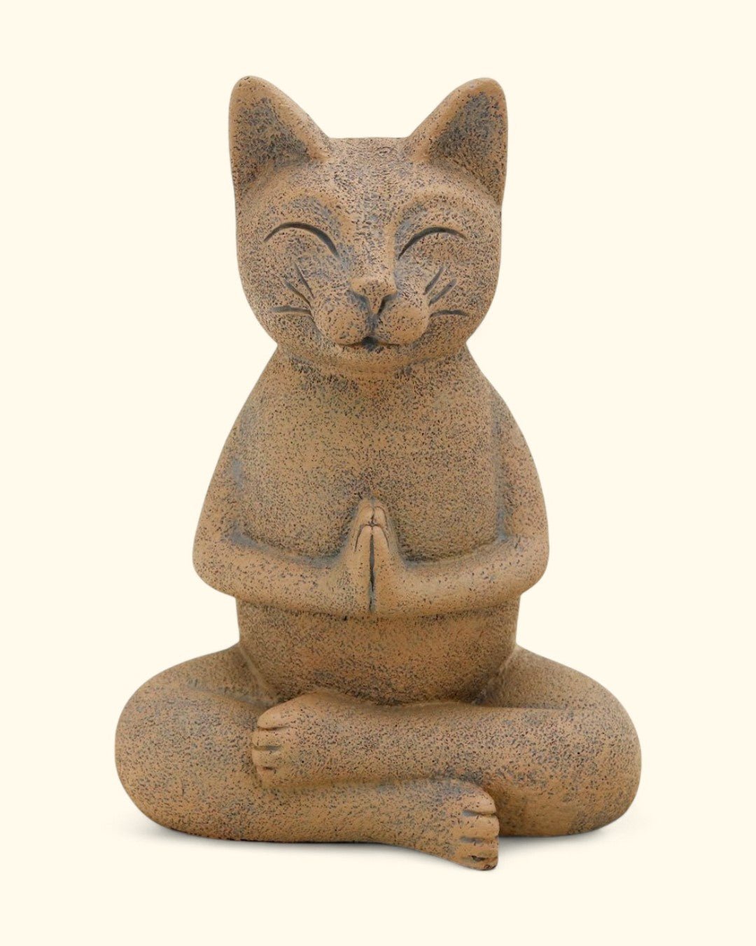Namaste Yogi Meditating Cat Statue, Textured Clay Finish - Sculptures & Statues