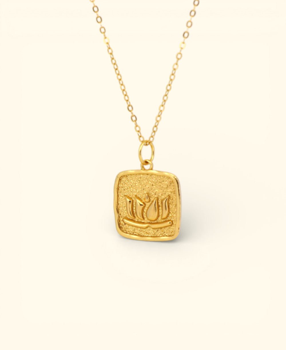 “No Mud, No Lotus” Necklace – 18K Gold Plated Lotus Pendant - Necklace