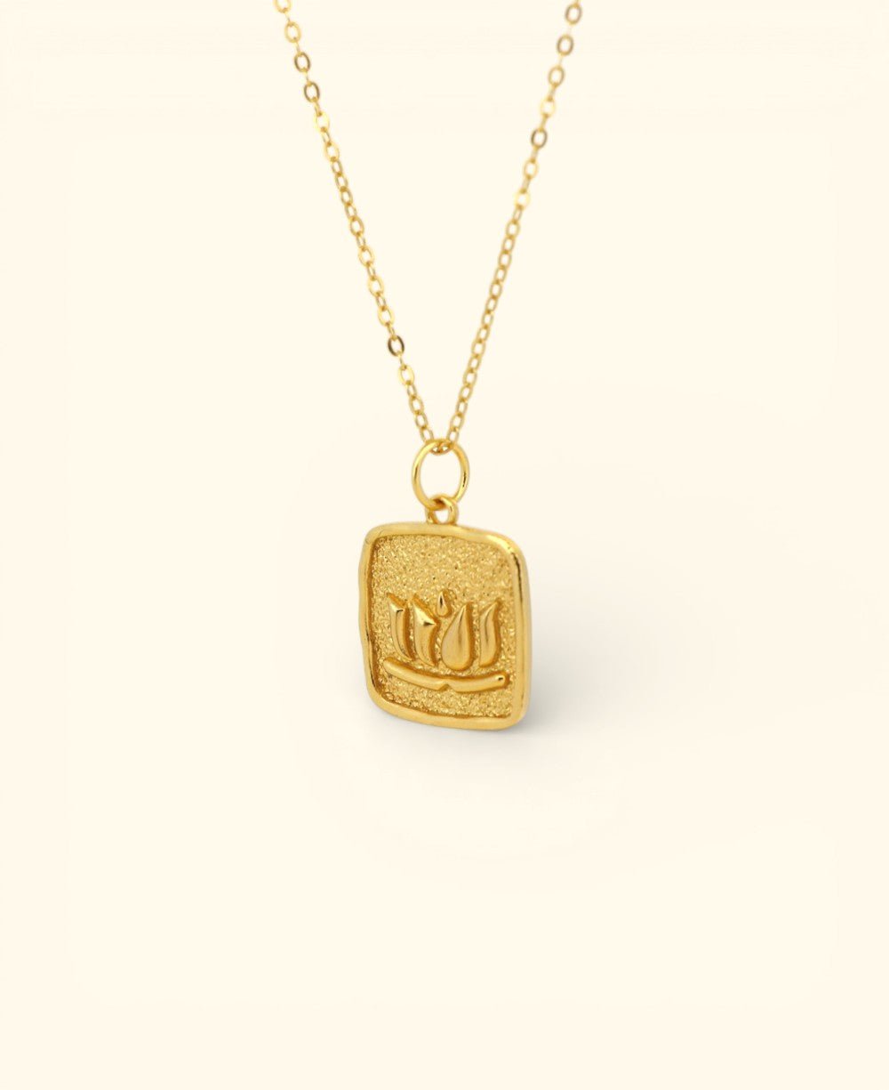 “No Mud, No Lotus” Necklace – 18K Gold Plated Lotus Pendant - Necklace