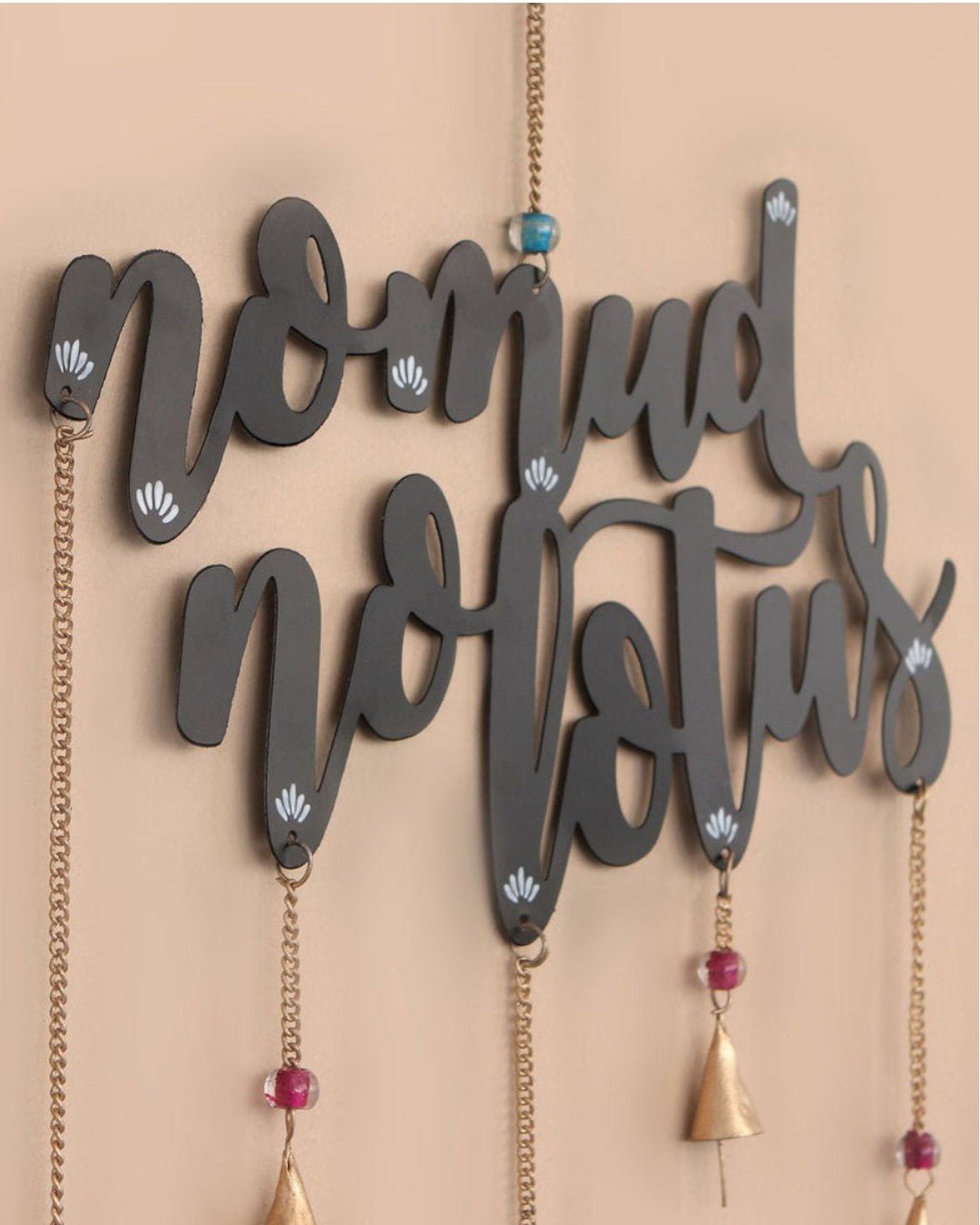 No Mud No Lotus Recycled Metal Wall Chime Hanging, Fair Trade - Wind Chimes