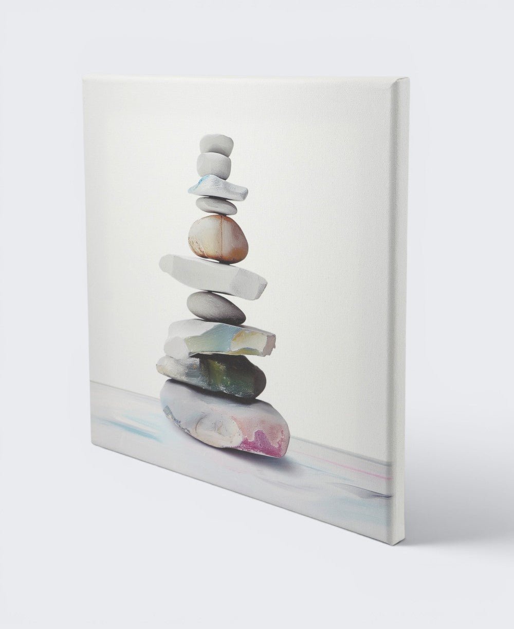 Pastel Zen Cairn Canvas Print — 12 - Inch Coastal Wall Art - Wall Art