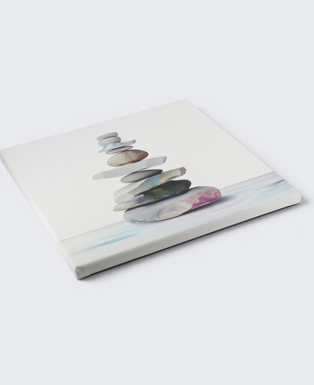 Pastel Zen Cairn Canvas Print — 12 - Inch Coastal Wall Art - Wall Art