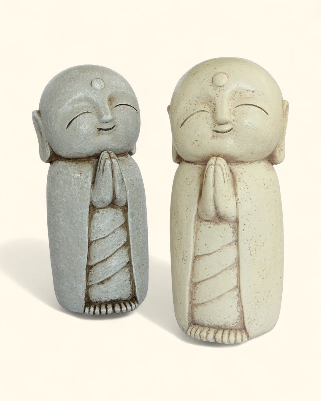 Peaceful Jizo Garden Statue, 8 Inches - Sculptures & Statues Grey