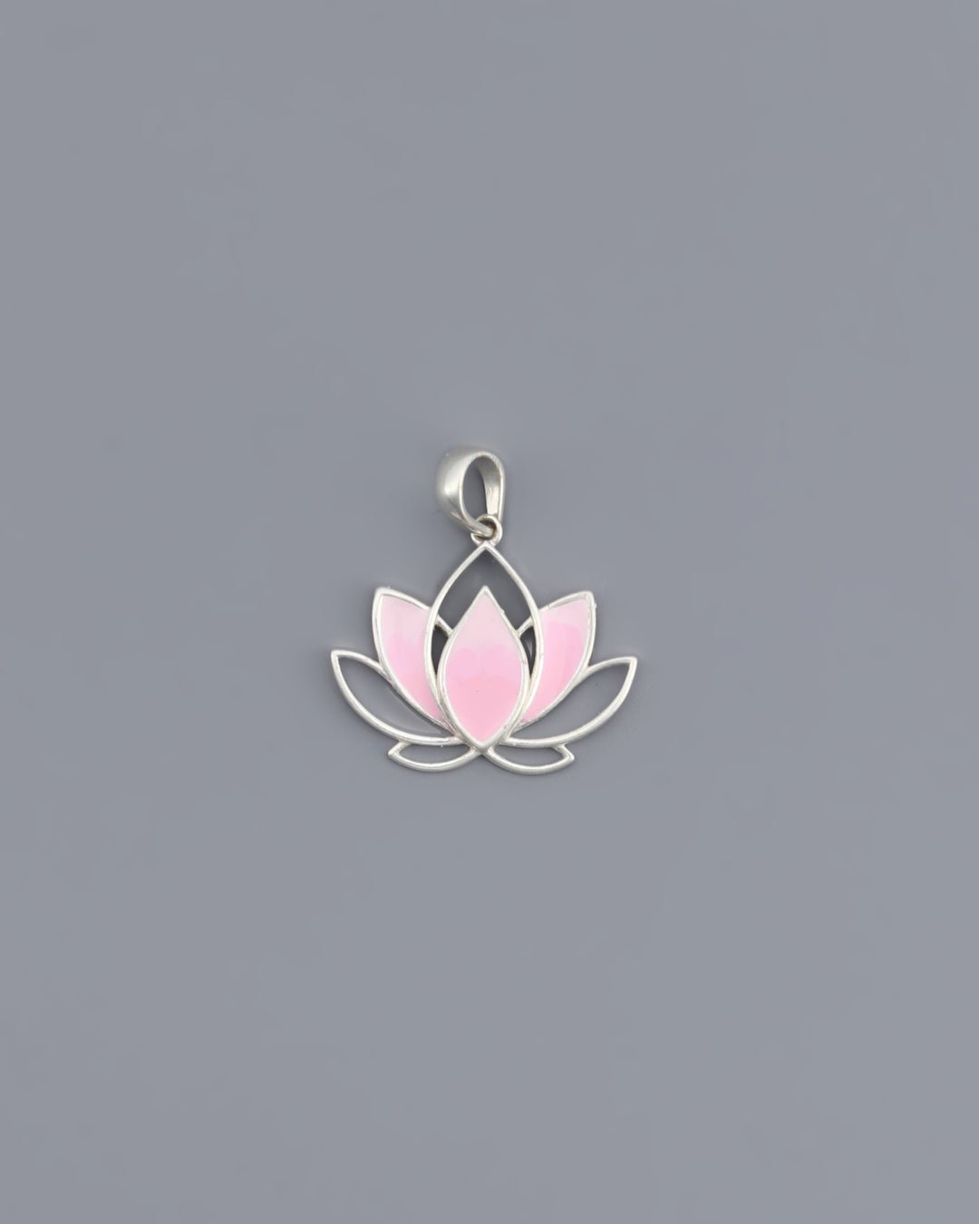 Pink Enamel Lotus Sterling Silver Pendant - Pendants