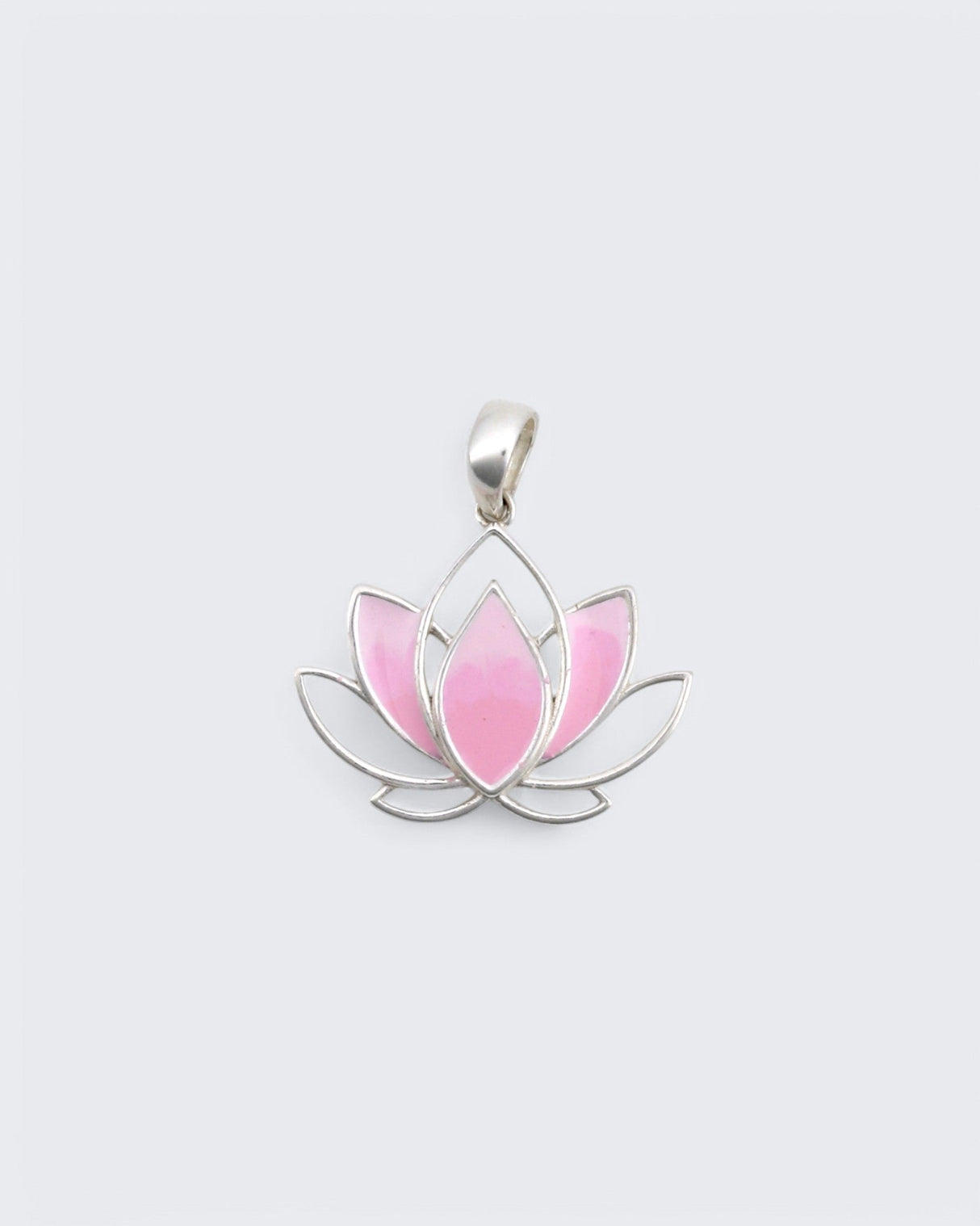Pink Enamel Lotus Sterling Silver Pendant - Pendants