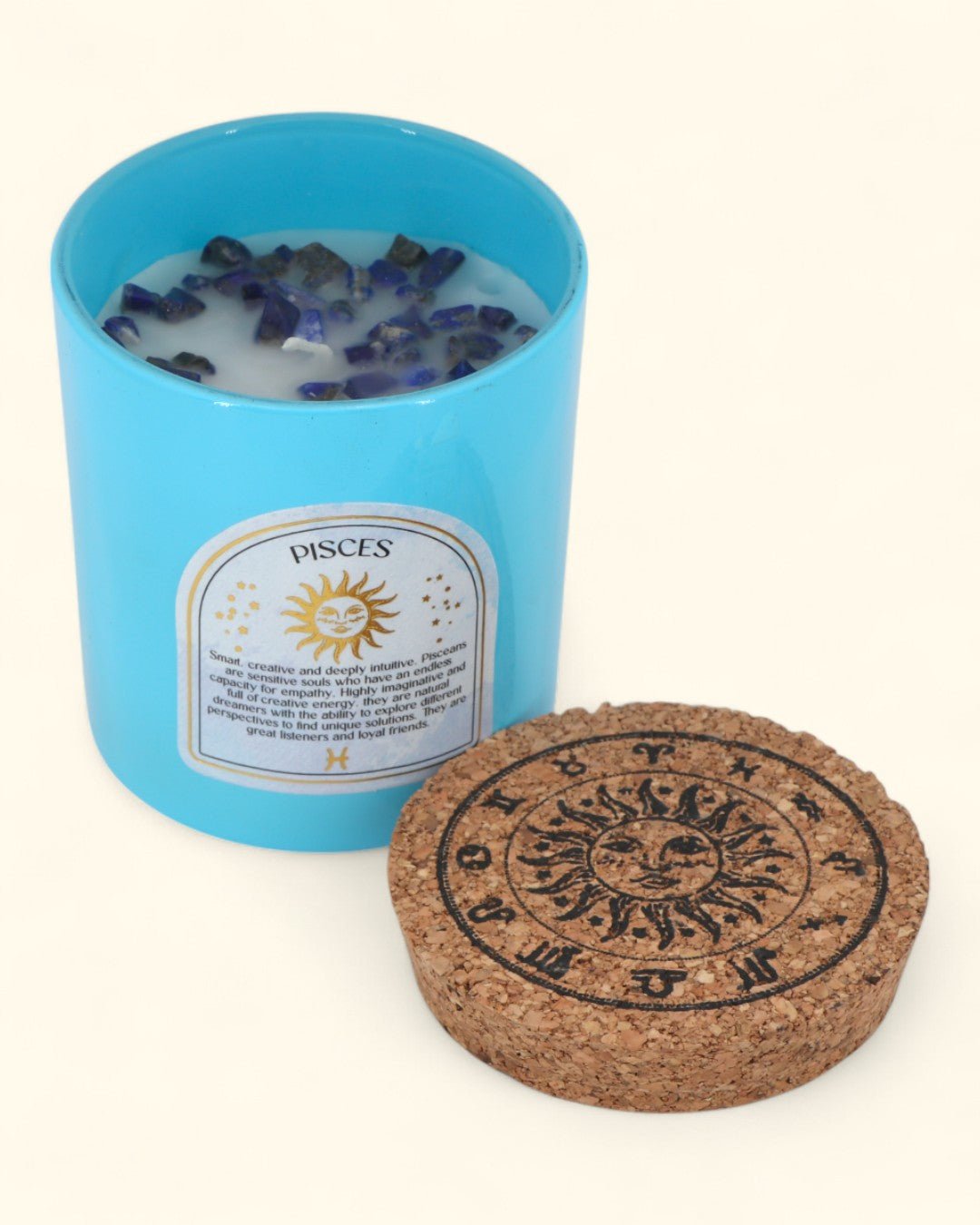 Pisces Zodiac Candle & Crystal Tumblestone Set - Candles