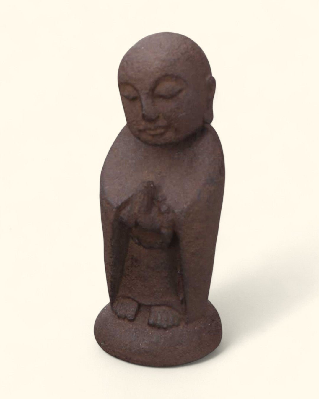 Praying Pose Cast Stone Garden Jizo Statue, 8 Inches - Sculptures & Statues