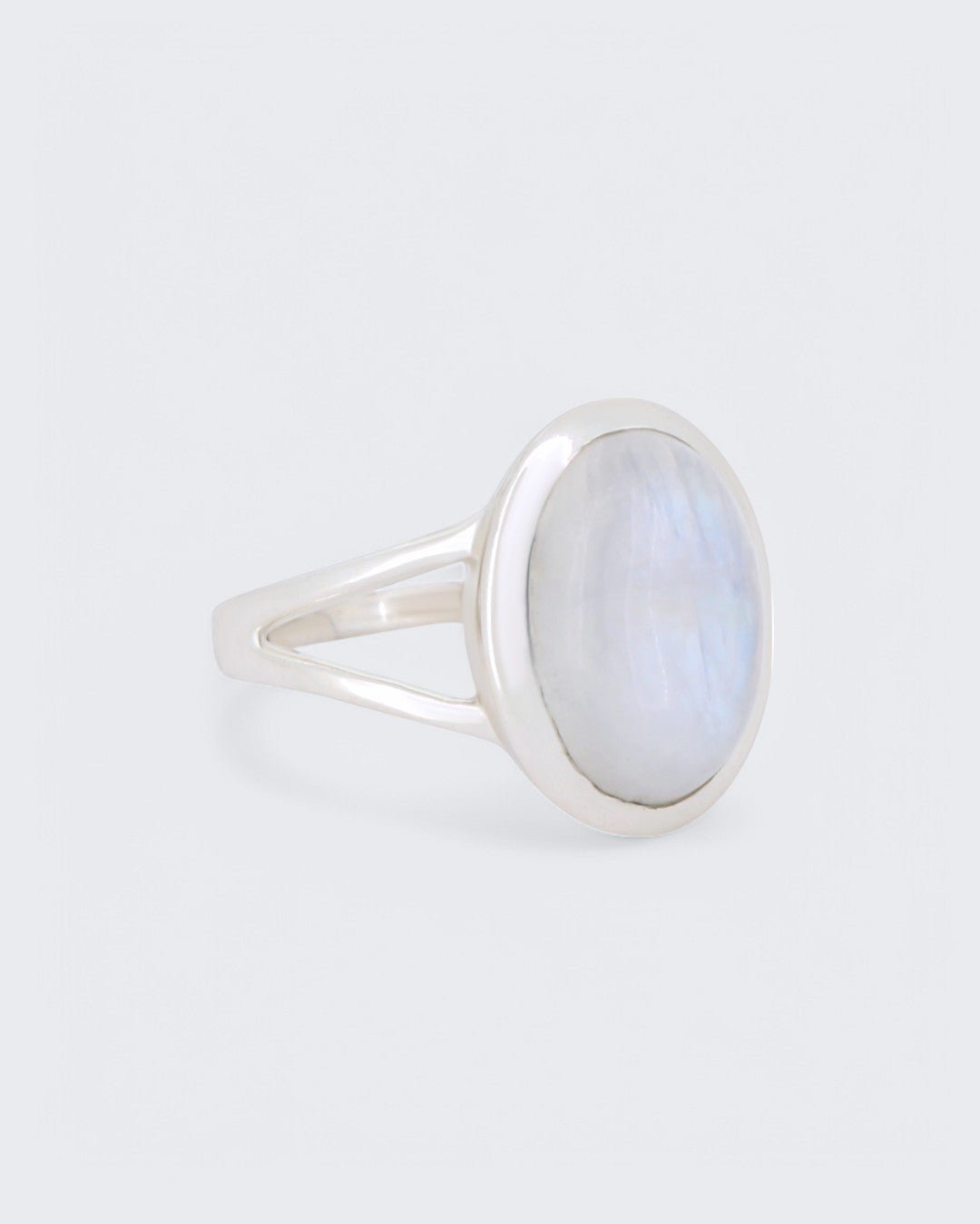 Rainbow Moonstone Oval Sterling Silver Ring - Rings Size - 6
