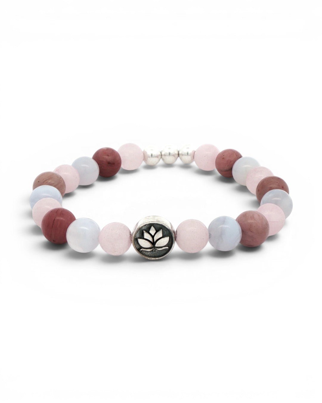 Rose Quartz & Rhodochrosite Lotus Bracelet - Bracelet