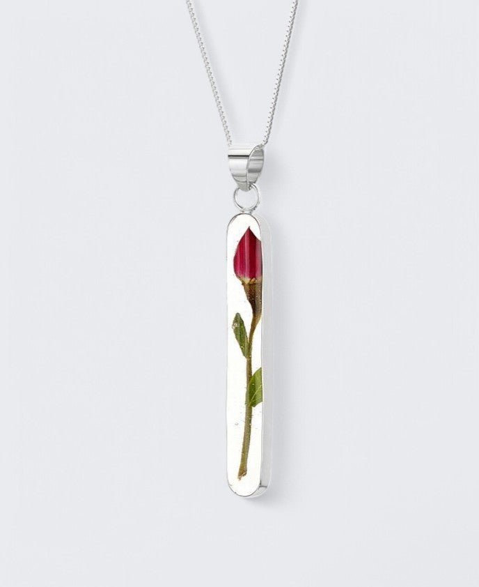 Rose Stem Sterling Silver Necklace - Necklaces