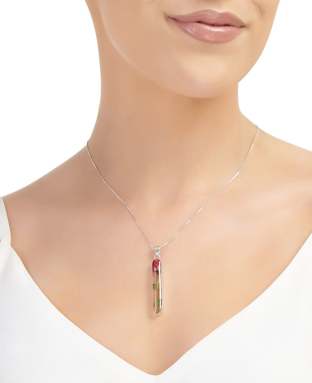 Rose Stem Sterling Silver Necklace - Necklaces