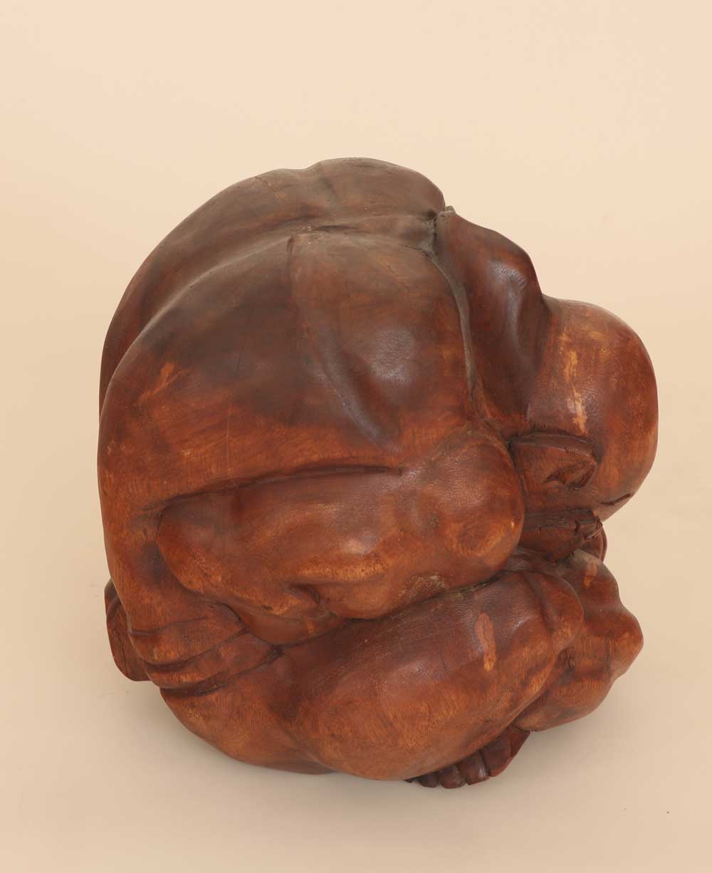 Rustic Finish Handcarved Weeping Buddha Statue - Sculptures & Statues