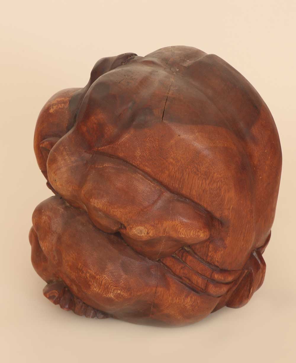 Rustic Finish Handcarved Weeping Buddha Statue - Sculptures & Statues