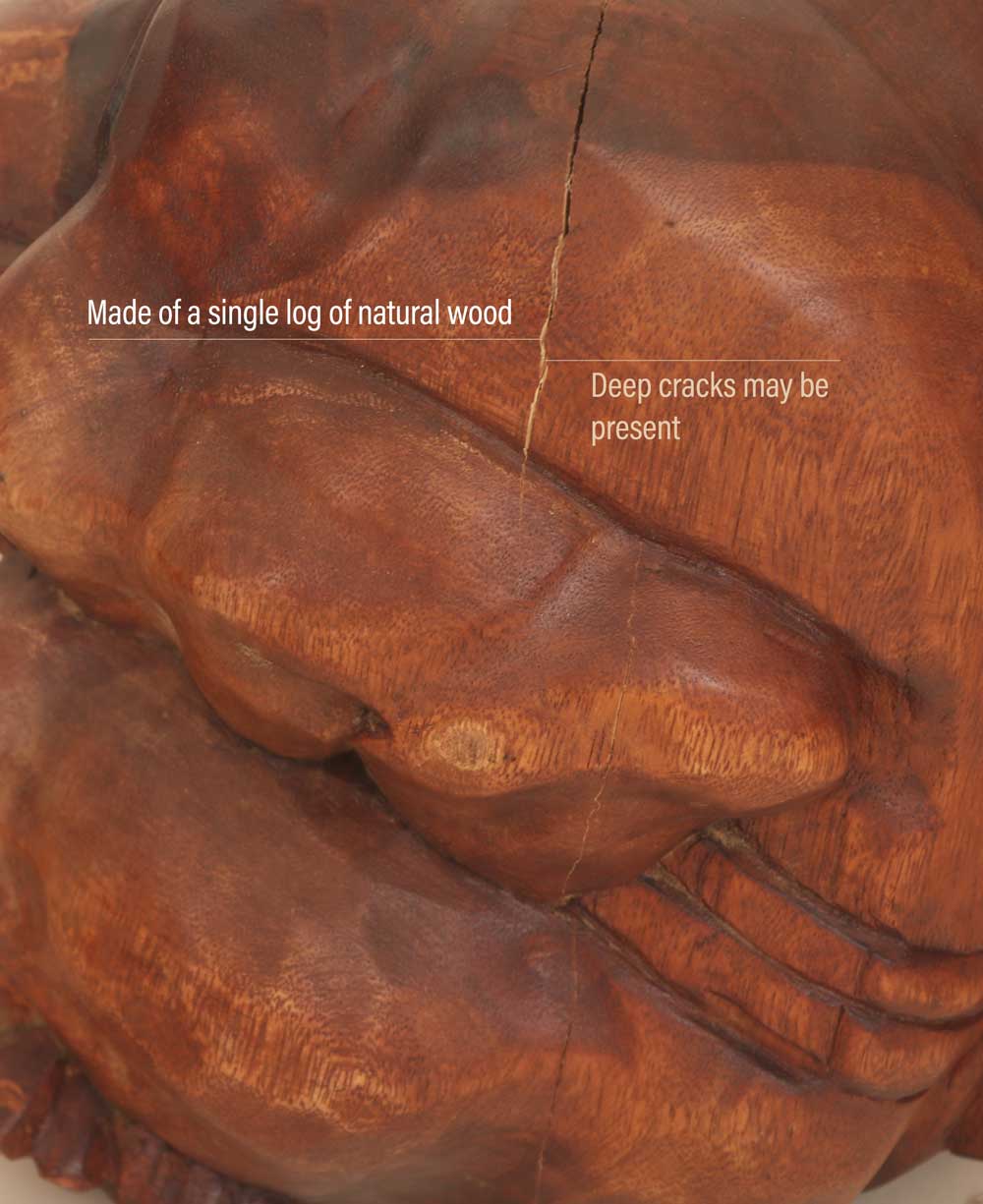 Rustic Finish Handcarved Weeping Buddha Statue - Sculptures & Statues