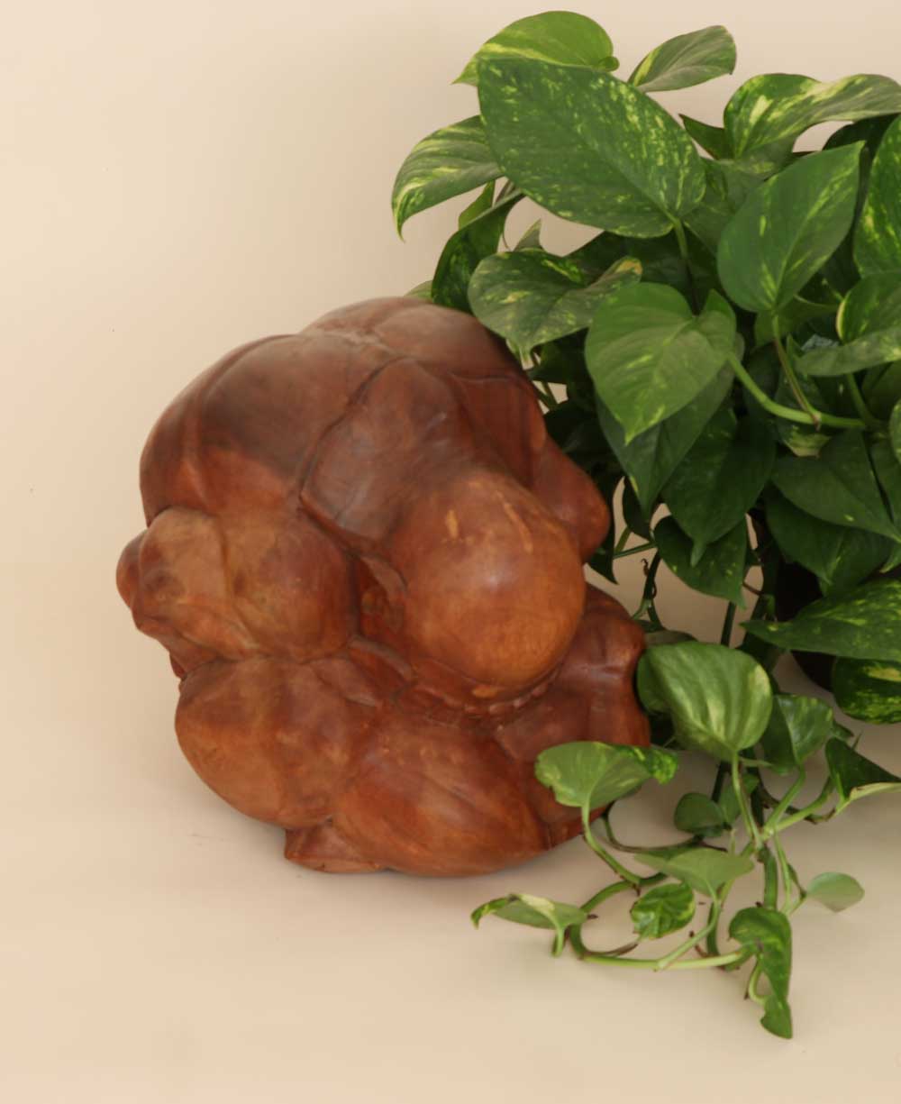 Rustic Finish Handcarved Weeping Buddha Statue - Sculptures & Statues