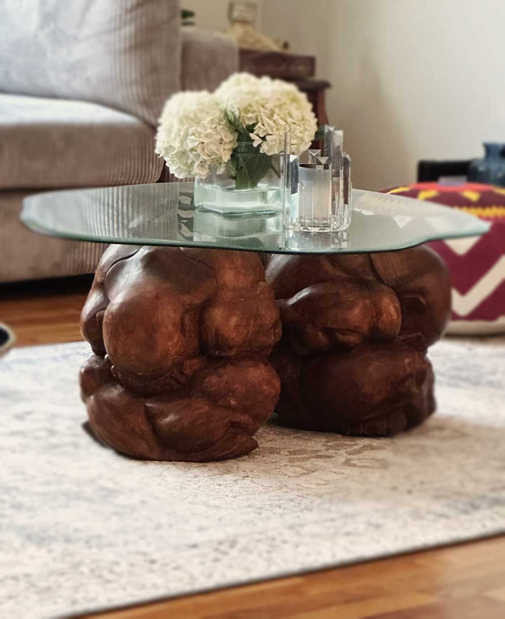 Rustic Finish Handcarved Weeping Buddha Statue - Sculptures & Statues