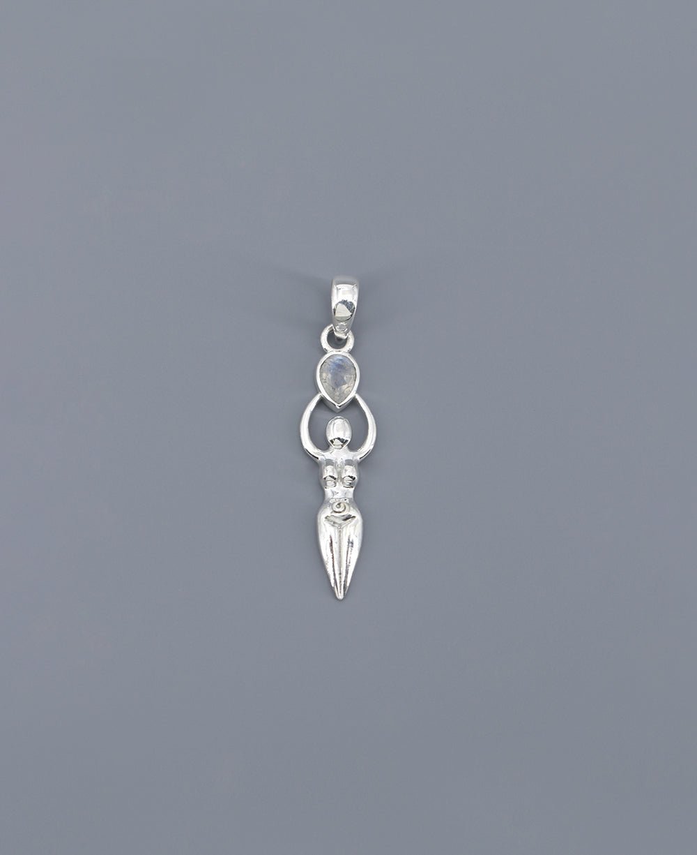 Sacred Feminine Goddess Pendant in Sterling Silver With Moonstone - Pendants