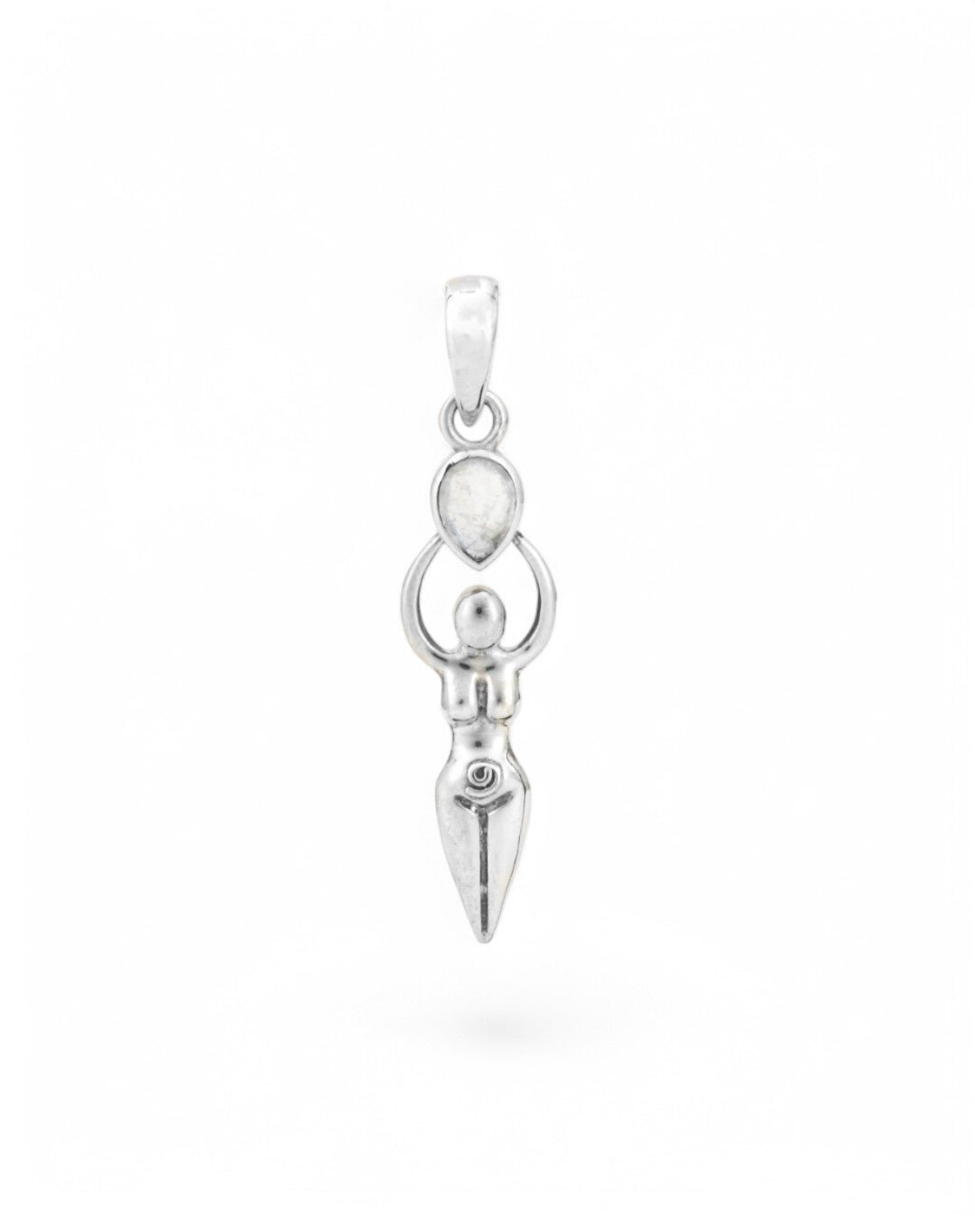 Sacred Feminine Goddess Pendant in Sterling Silver With Moonstone - Pendants