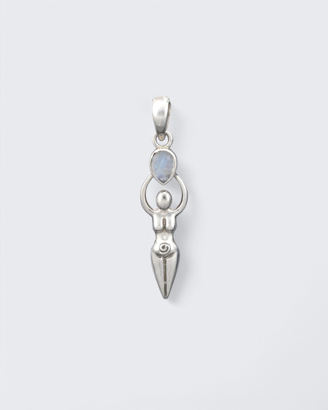 Sacred Feminine Goddess Pendant in Sterling Silver With Moonstone - Pendants