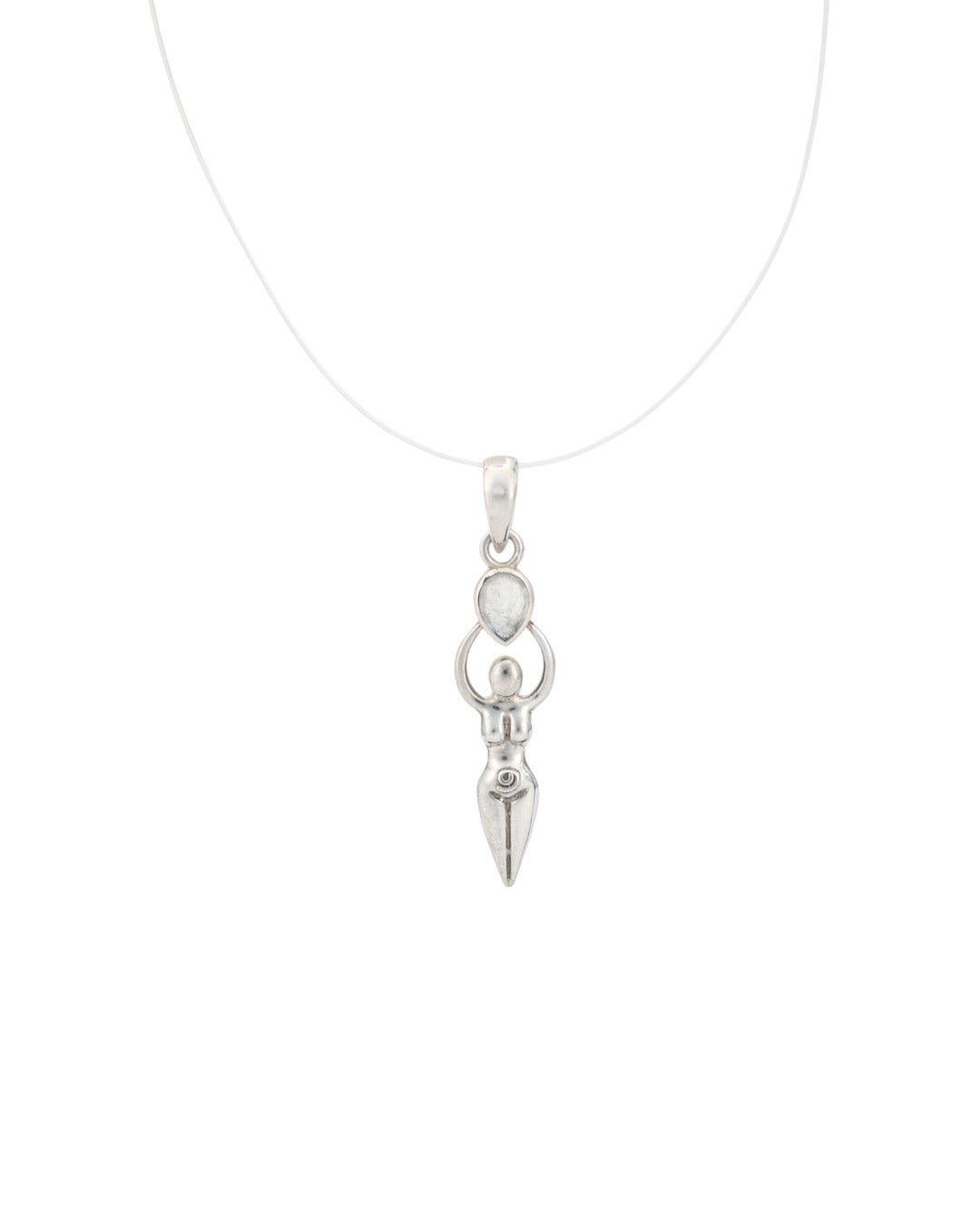 Sacred Feminine Goddess Pendant in Sterling Silver With Moonstone - Pendants