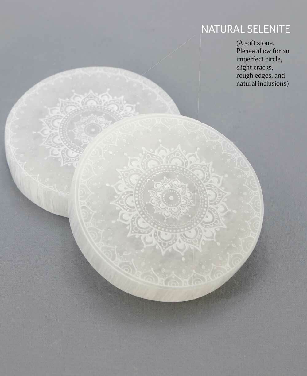 Selenite Energy Crystal Charging Plate with Mandala Design - New