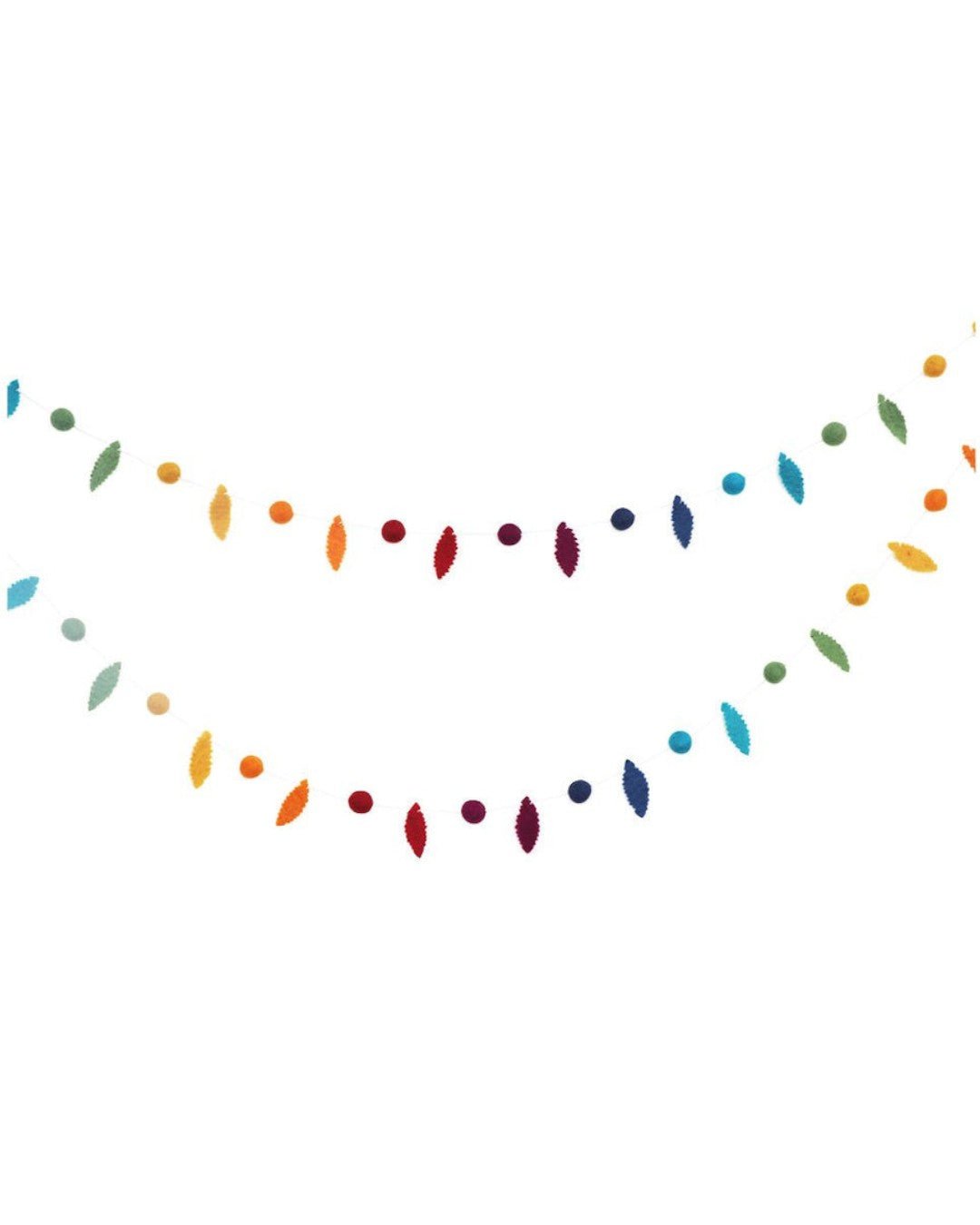 Set of 2 Felted Wool Chakra Leaf Orb Garlands - Wreaths & Garlands