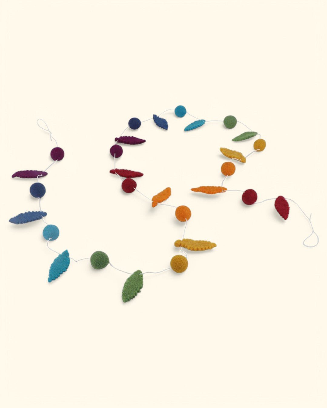 Set of 2 Felted Wool Chakra Leaf Orb Garlands - Wreaths & Garlands