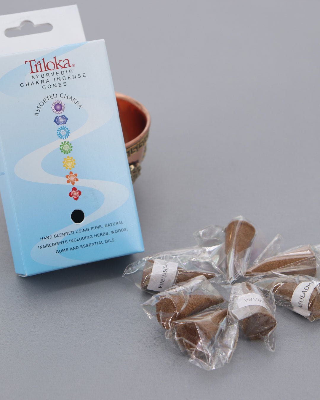 Set of Chakra Cone Incense With Chakra Bowl - New