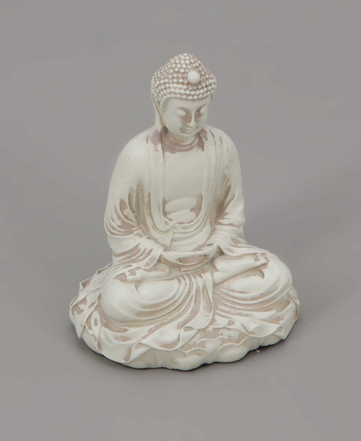 Set of Two Miniature Cream Buddha Statues - Sculptures & Statues