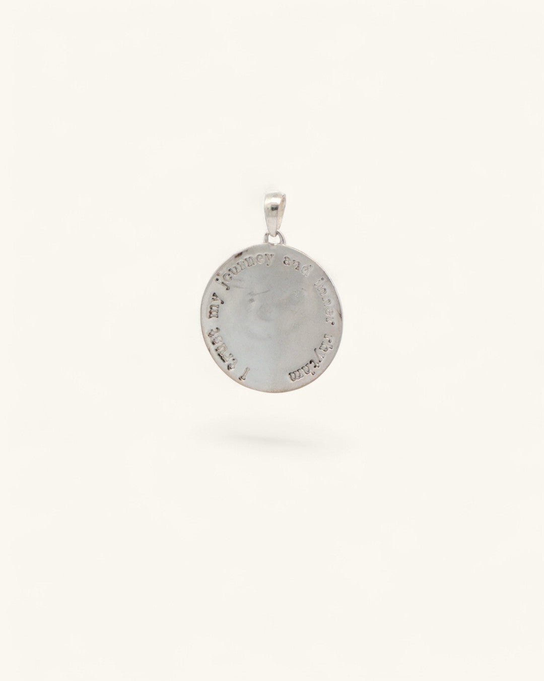 Silver-Plated Moon Pendant — Celestial Crescent with Engraved Affirmation - Pendant