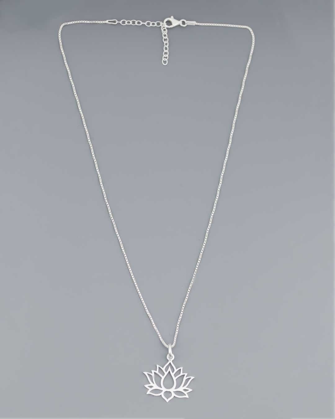 Simple Sterling Lotus Pendant Necklace - Necklaces