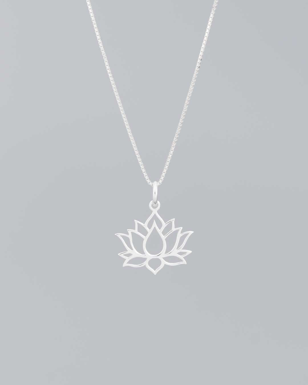 Simple Sterling Lotus Pendant Necklace - Necklaces