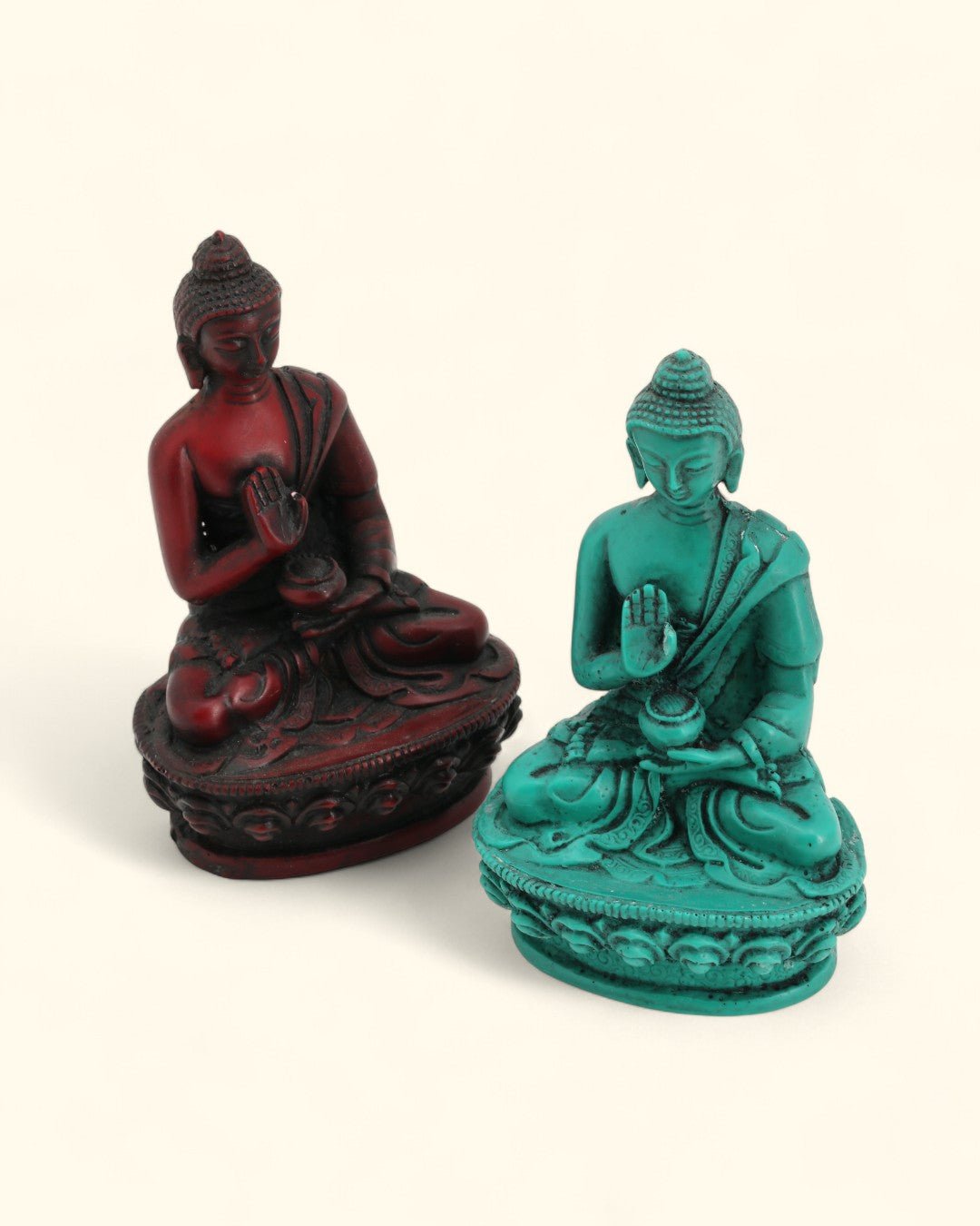 Small Blessing Buddha Resin Statue - Sculptures & Statues Red