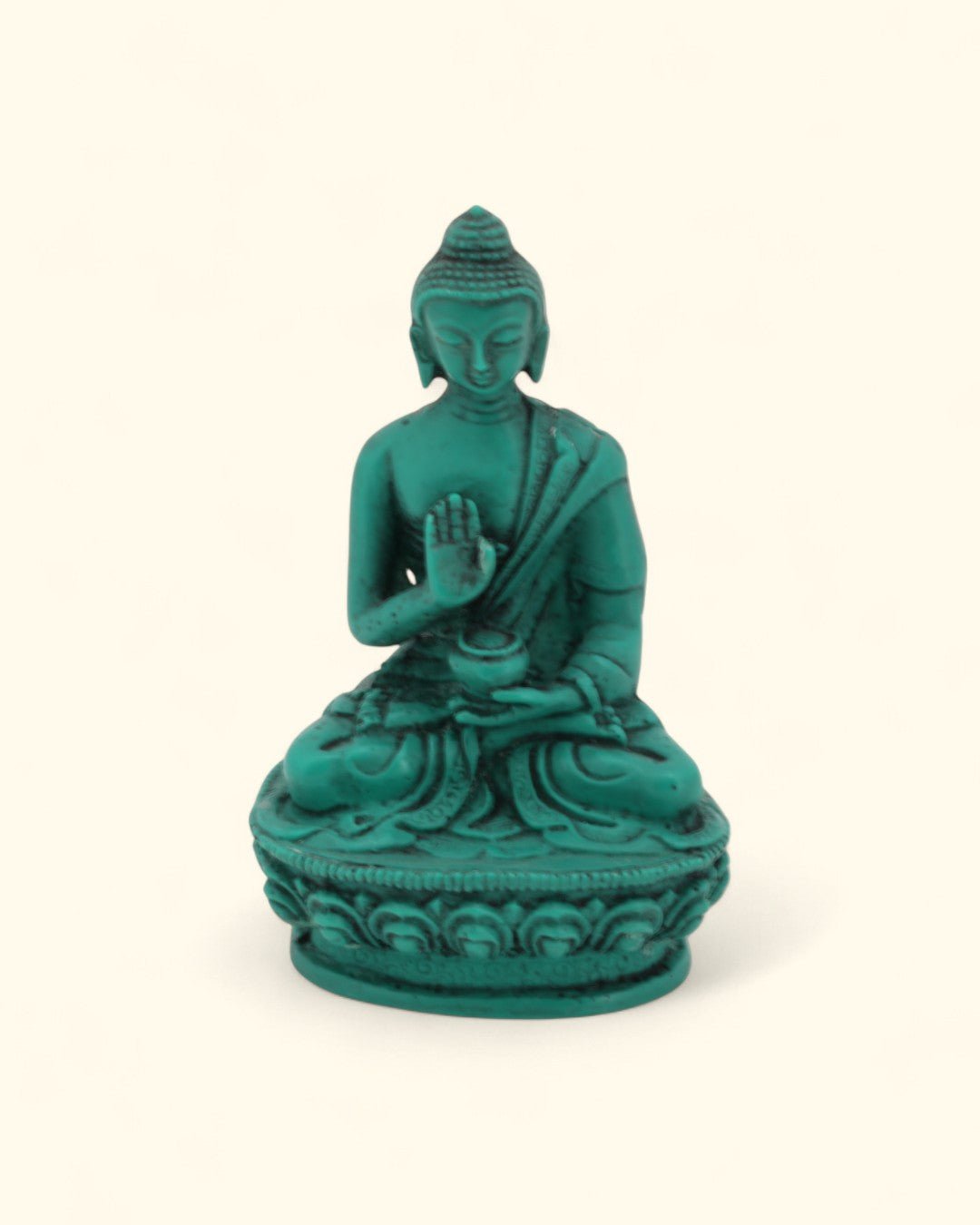 Small Blessing Buddha Resin Statue - Sculptures & Statues Turquoise Green