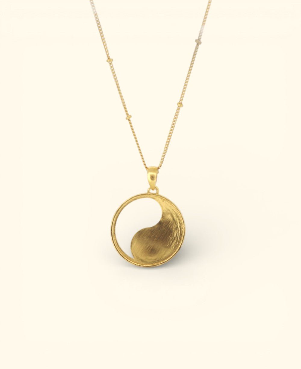 Spiral Yin Yang Necklace – 18K Gold Plated Openwork Pendant - Necklace