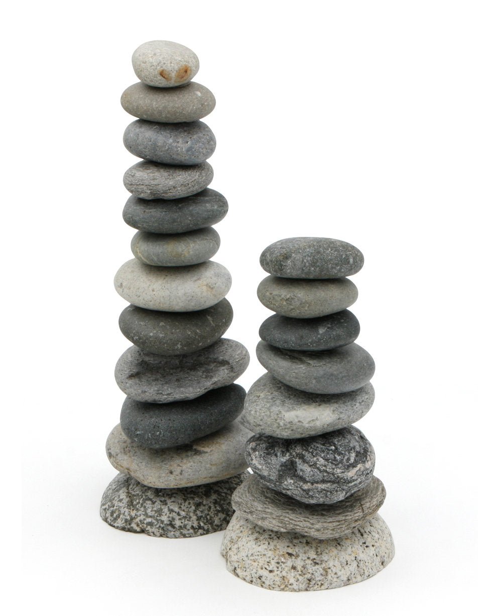 Stacked Stone Garden Cairns – Natural Beach Rock Sculptures, Made in USA - Statues Small