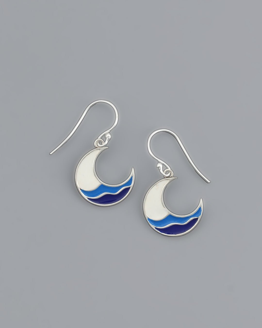 Sterling Crescent Moon Wave Earrings - Earrings