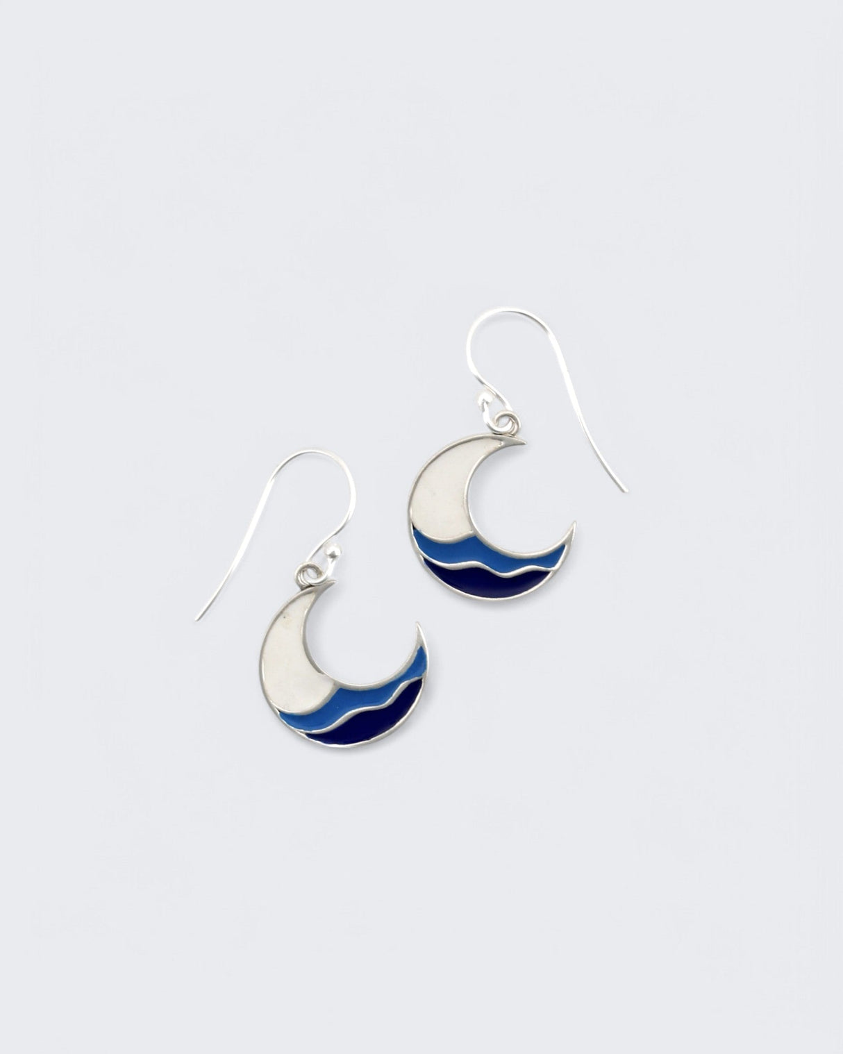Sterling Crescent Moon Wave Earrings - Earrings