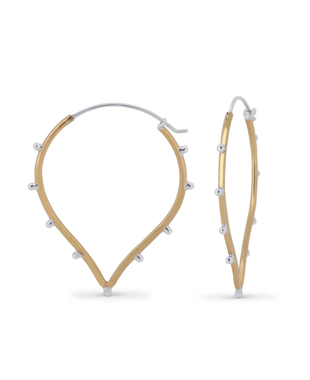 Sterling Silver and Bronze Lotus Petal Earrings - Earrings