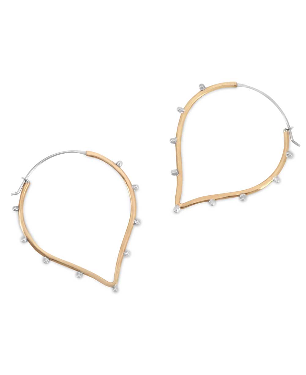 Sterling Silver and Bronze Lotus Petal Earrings - Earrings