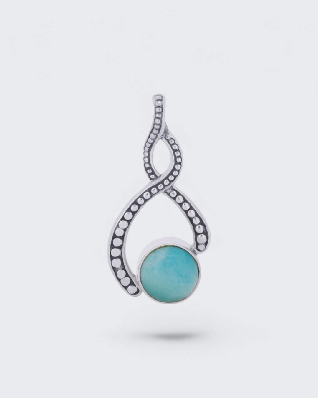 Sterling Silver Asymmetric Twist Larimar Pendant - Pendants