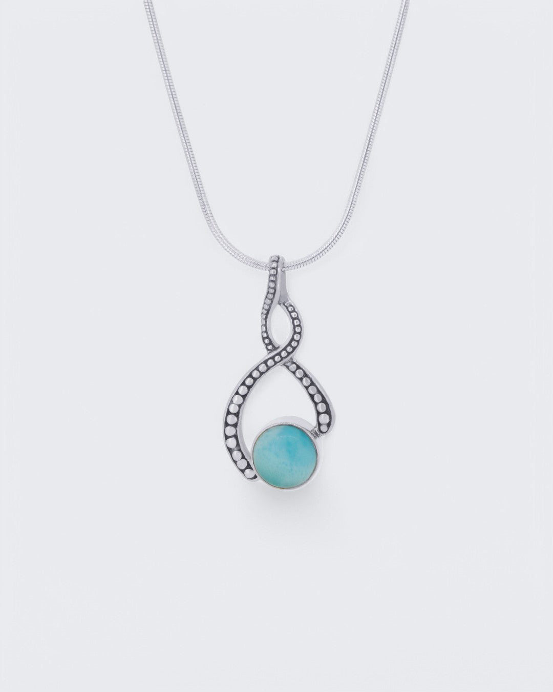 Sterling Silver Asymmetric Twist Larimar Pendant - Pendants