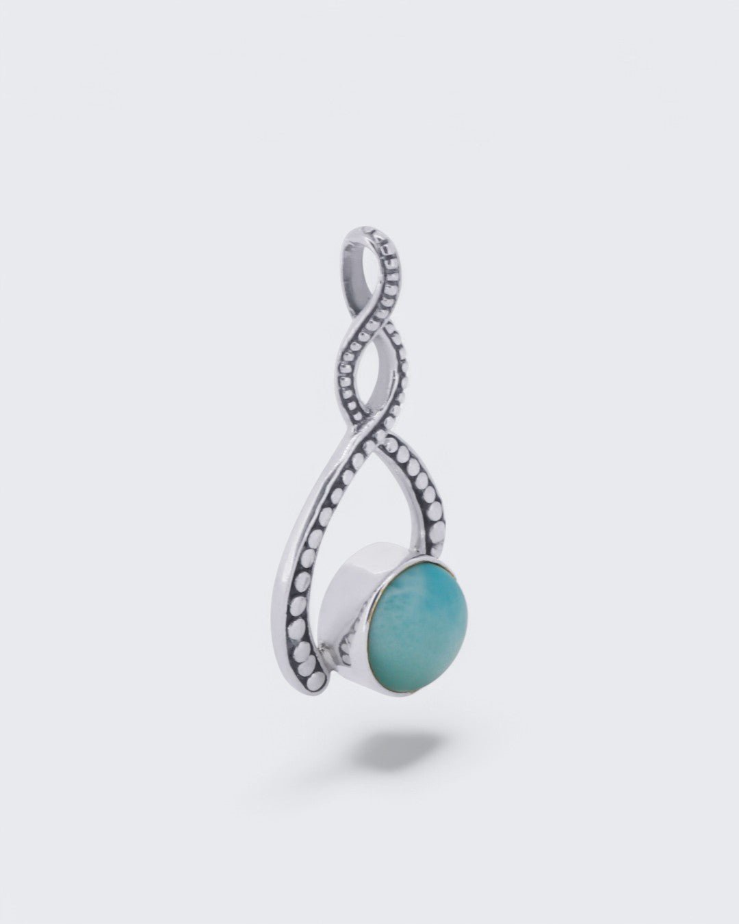 Sterling Silver Asymmetric Twist Larimar Pendant - Pendants
