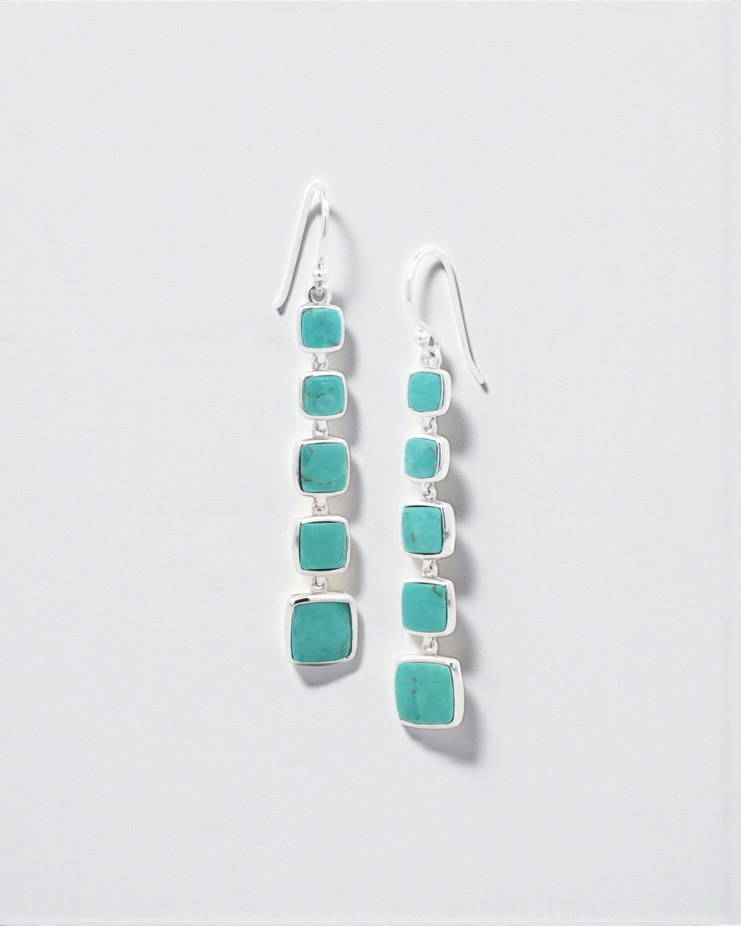Sterling Silver Cascading Turquoise Dangle Earrings