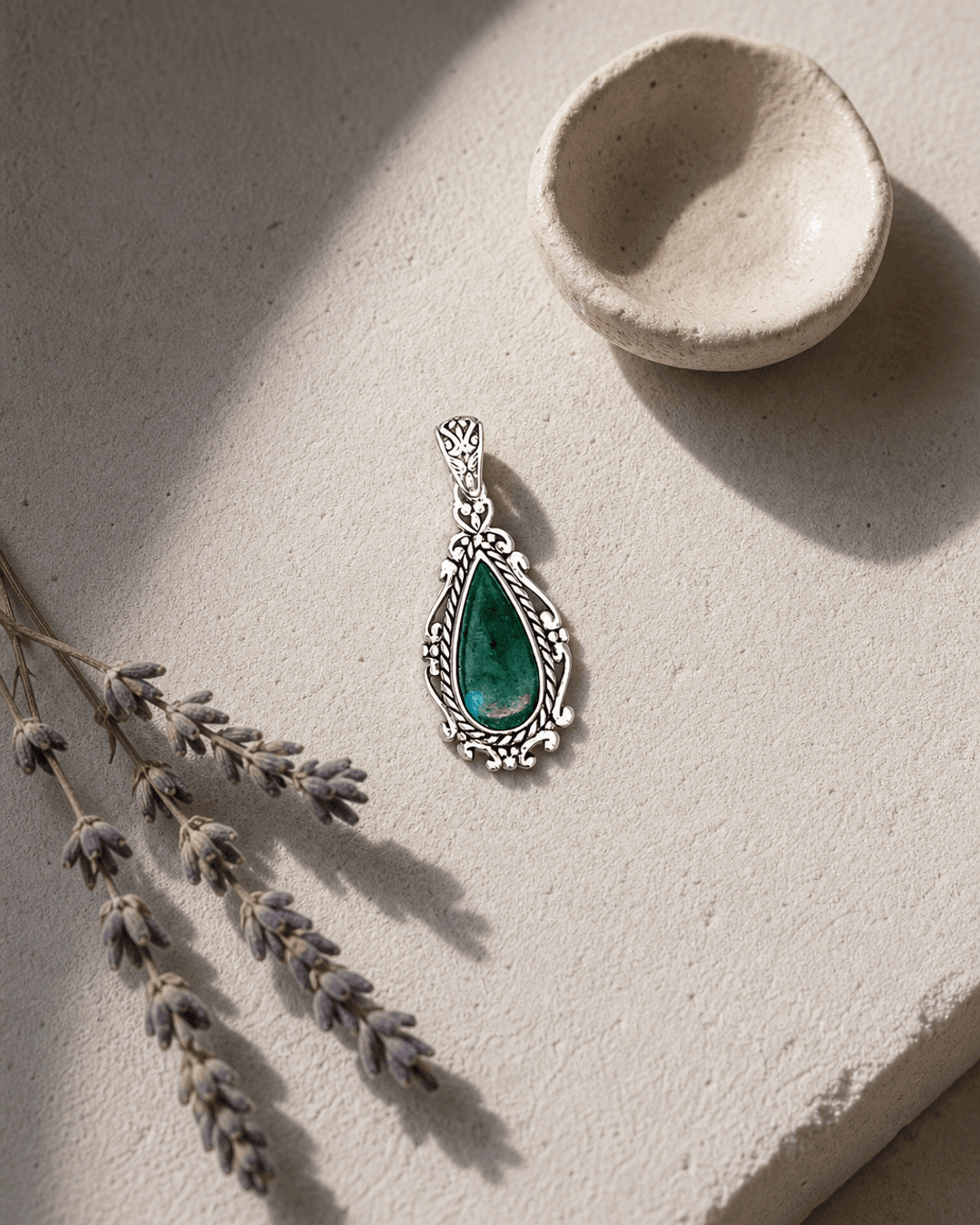 Sterling Silver Chrysocolla Pendant - Charms & Pendants